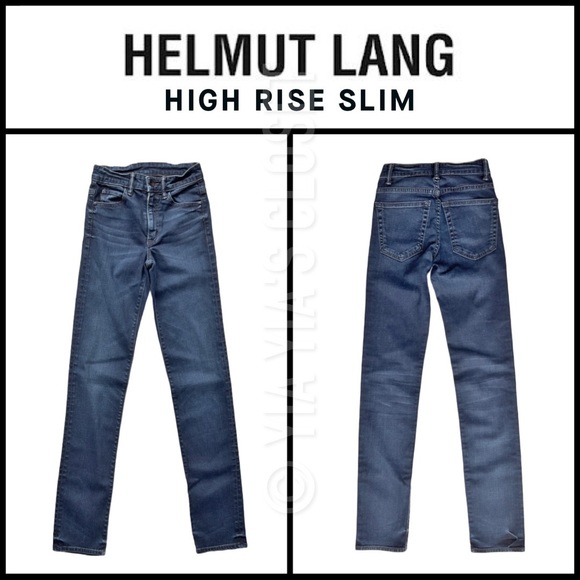 Helmut Lang Women’s SZ 24 High-Rise Slim Jeans in Dark Blue/Indigo Stretch Denim - Picture 6 of 14
